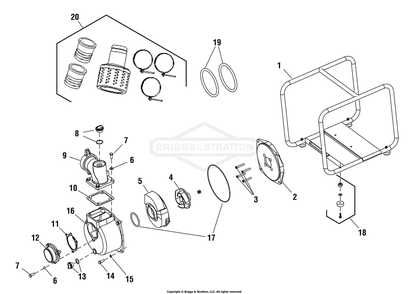 Water Pump Diagram and Parts List for 073050-00 WP3-30 Briggs and Stratton Water Pump